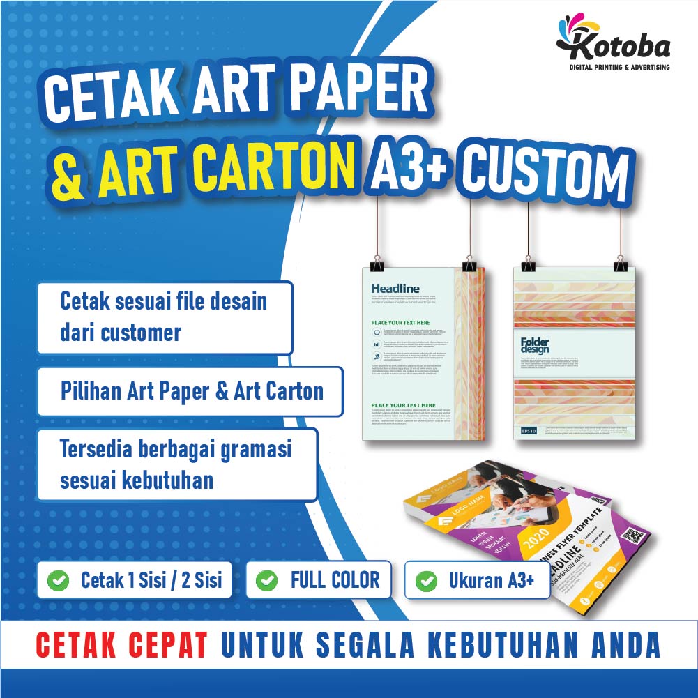 Cetak Art Paper & Art Carton A3+ Custom 120 Gsm| Print Full Color | Untuk Brosur Kartu Menu Sertifikat