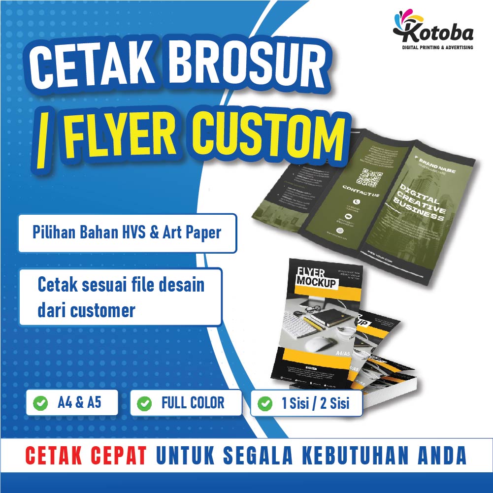 Cetak Brosur Custom A4 100 Gsm| Flyer Promosi Full Color | Art Paper 1 Sisi 2 Sisi