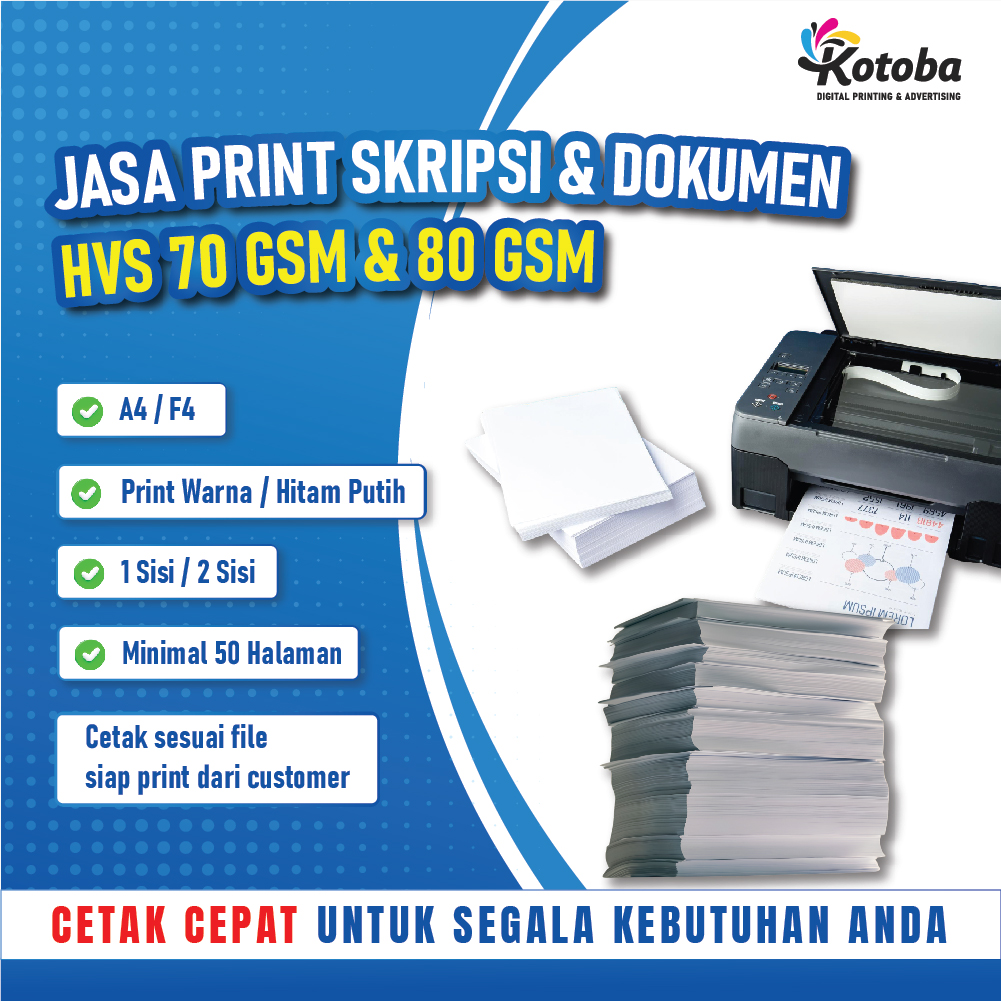 Jasa Print Online Dokumen PDF 70 gsm Warna putih 2 Sisi| Cetak Warna & Hitam Putih | A4 F4 HVS | Print Tugas Skripsi Makalah File Online